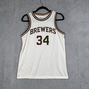 Milwaukee Brewers Giannis Antetokounmpo Jersey Cream #34 - Adult Size Medium